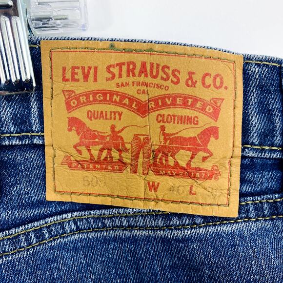 Levis 505 Men's Relaxed Jeans Actual Size 42W x 31L Blue Straight Leg - Picture 7 of 13
